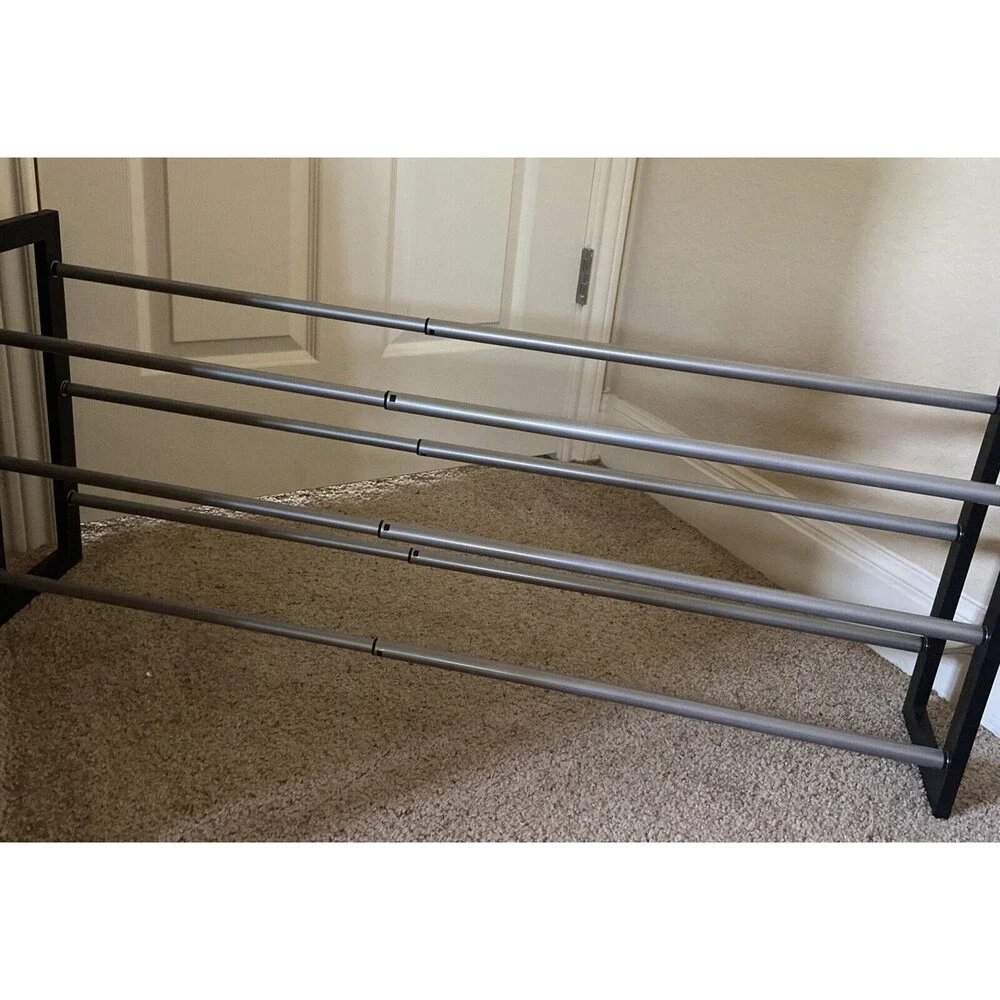 3-Tier Adjustable Expandable Shoe Boot Heel Rack, Plastic and Wood, 11-15 pair